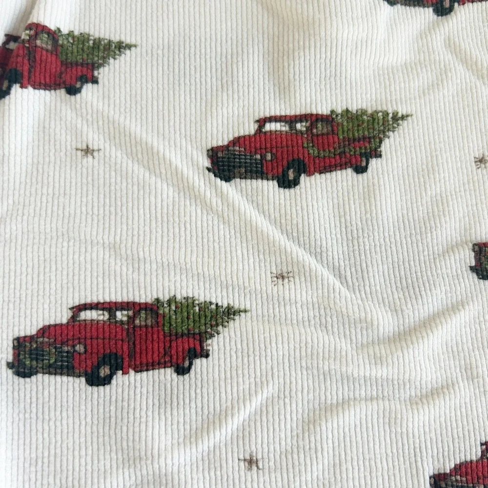 Rosewood The Label Kids Red Truck Christmas‎ Tree Ribbed Modal Pajama Set 3/4